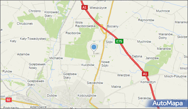 mapa Kolonia Sójki, Kolonia Sójki na mapie Targeo